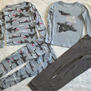 Boys size 8 Fighter jet Airplane 4pc Pajama Set